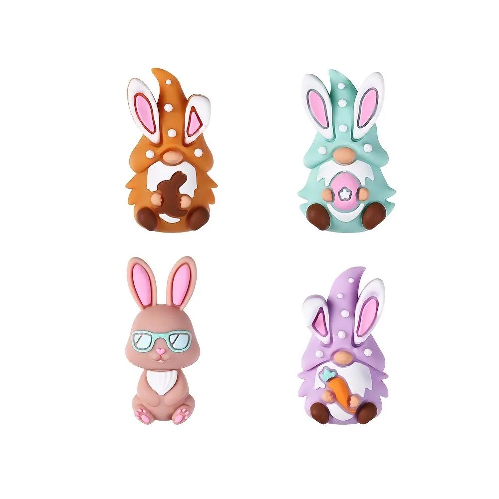 4/26/30/52PCS Easter bunny silicone beads, suitable for bracelets, keychains, lanyards, pen accessories, holiday accessories