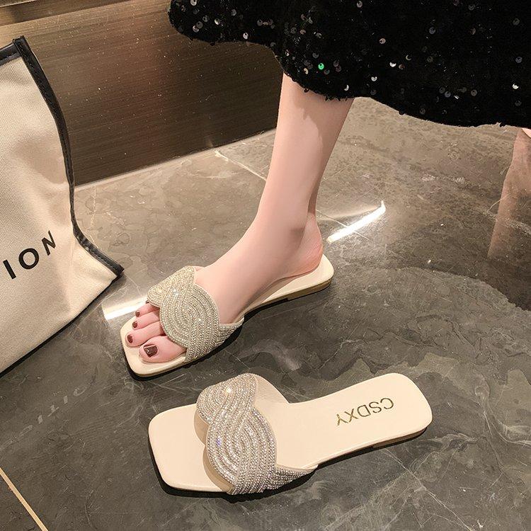 Fashion Shoes Women Slippers Flat Slides Jelly Flip Flops Pantofle Fashion Soft Glitter 2025 Luxury Crystal Flat Shoes Female Woman's S