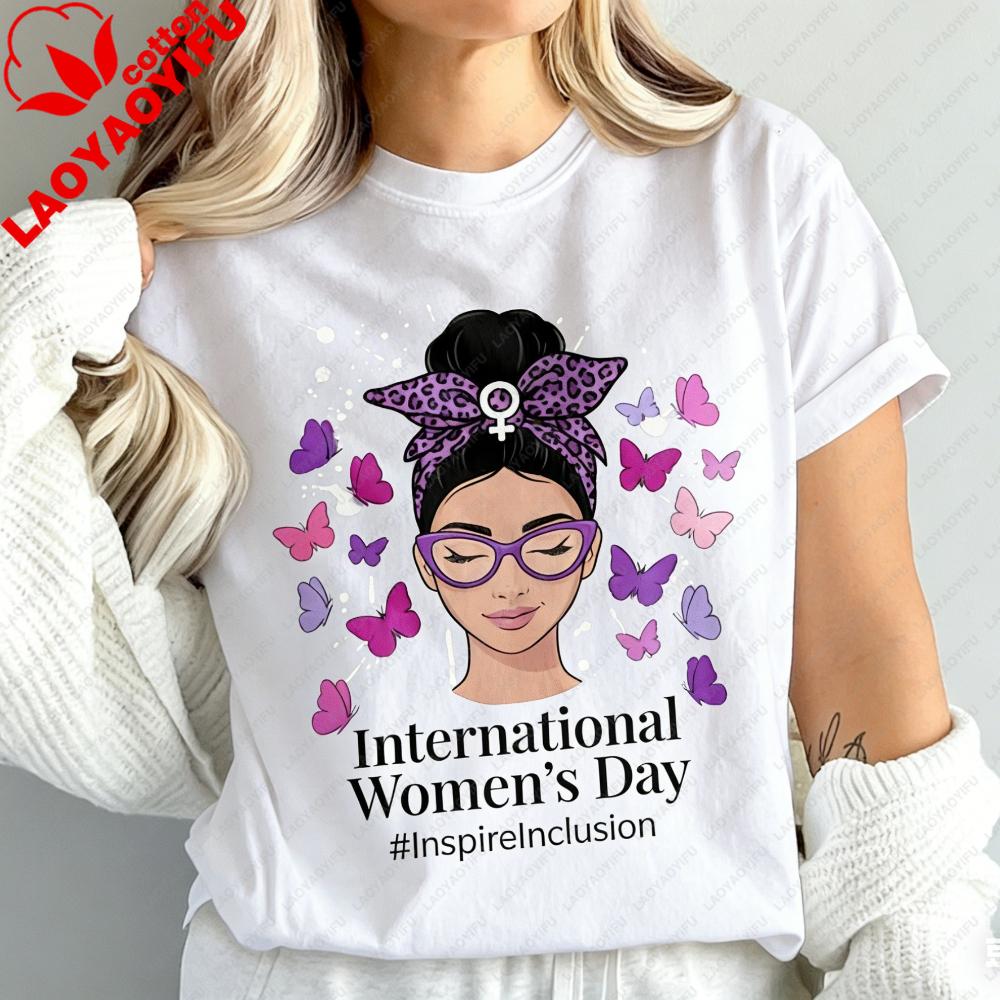 2026 International Womens Day Gift TShirt Butterfly Empowered Women Shirt Feminist Graphic Tee Girl Power Tshirt Fashion Tops