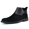 Fashion Genuine Leather Cowhide Retro Wedding Men Chelsea Boots Winter Dress Double Buckle Men Casual Ankle Suede Leather Boots Footwear