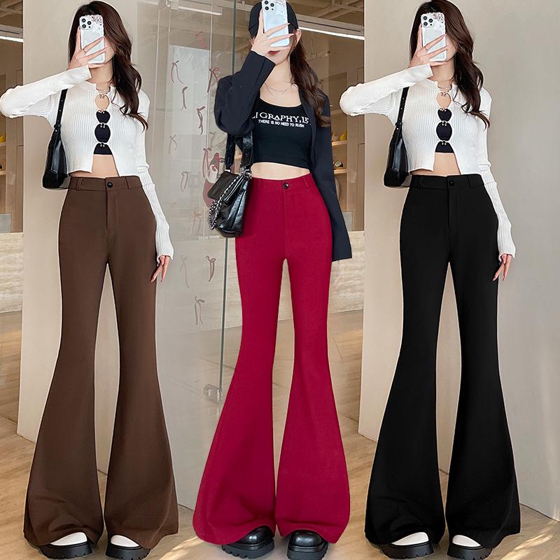 Women's High Waist Black Flare Suit Pants