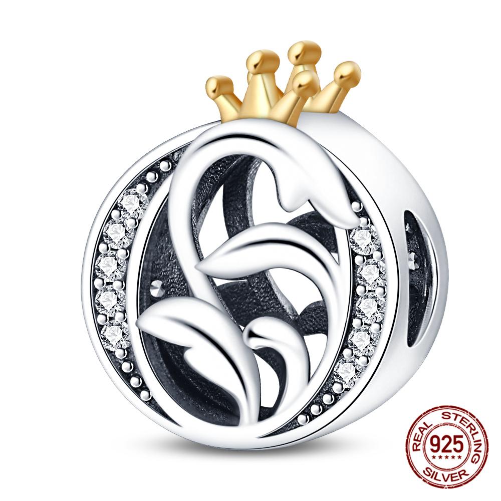 Classic Crown 26 Letters A-Z Copper Charms Fitoriginal Bracelets Diy Jewelry Making For Women Gift