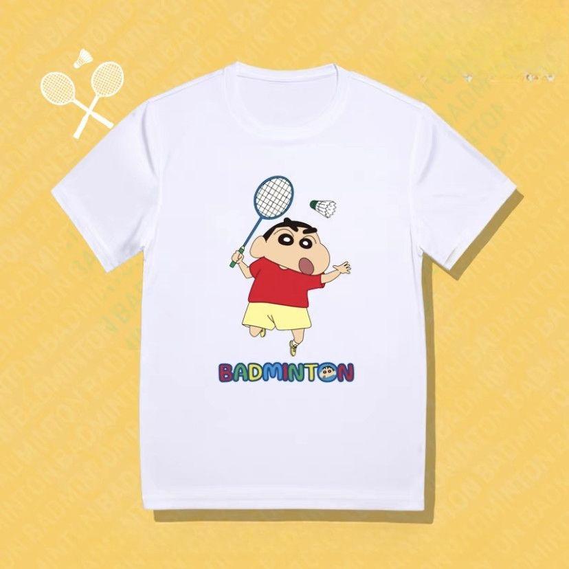 New Crayon Shinchan Badminton Sports Couple Cultural Shirts for Men and Women Breathable Casual Training Tops