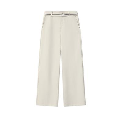 Heritage Fashion Simple Classic Retro Elegant Versatile Comfortable Woven Casual Pants Women Bottoms Rice-Color F11W618801FBG