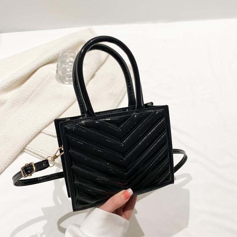 Stylish Vintage Ladies Handbag Small Square Design Pu Material Casual Bag чёрный