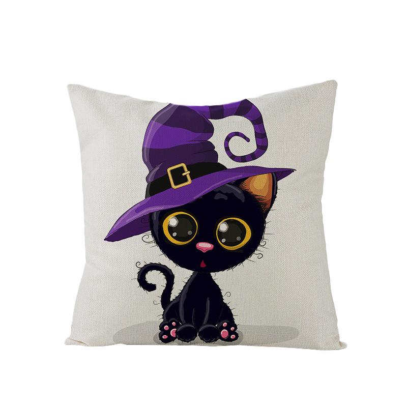 Halloween Pillowcase New Pumpkin Black Cat Series Sofa Cushion Waist Pillowcase Home