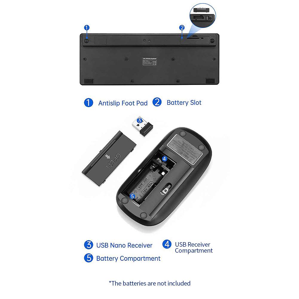 Tastatur-Maus-Kombination 2,4G Drahtloses Tastatur-Maus-Set Büro-Tastatur-Maus-Set Schlankes Design Plug and Play für PC Laptop