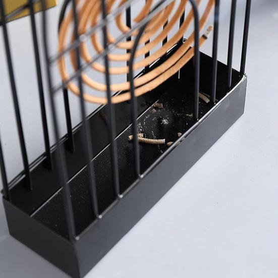 Bird Cage Incense Coil Holder with Spiral Incense Hanger Stand Catcher Tray Repellent Portable Incense