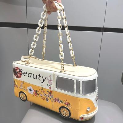 Luxury Designer Bags and Bags  Funny Bus Shape Bag  PU Leather  Women's Evening Bag  Wedding Party  High Quality