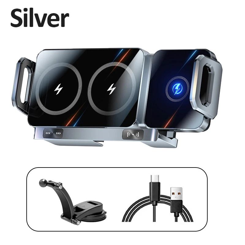 Dual Coil Fold Screen Car Wireless Charger Station For Samsung Galaxy Z Fold 6 5 4 3 iPhone 16~12 Pro Max Fast Charging Stand