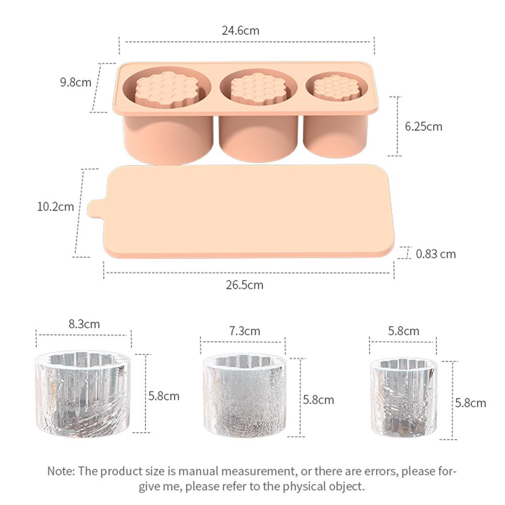 Ice Cube Tray for 20-30oz Stanley Cup Silicone Ice Mold With Lid for Making 3 Hollow Cylinder Cooling Coffee and Drinks