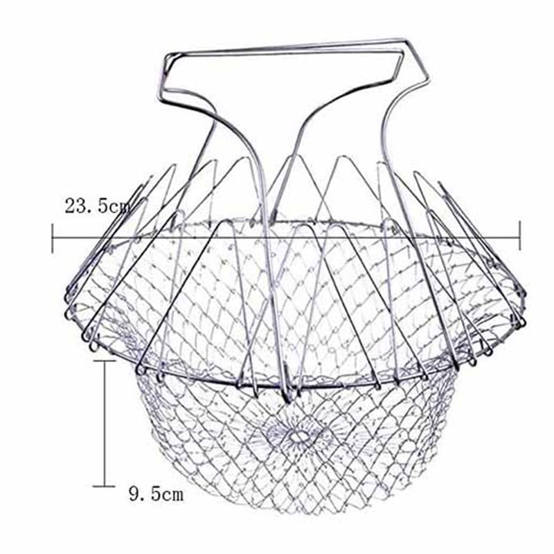 ABWR-Household Folding Draining Basket Kitchen Multi-Function Poaching Boiling Deep Frying Basket