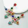 Women Long Drop Earrings Titanium Steel Alloy Pendant Earrings Acrylic Colorful Crystal Cross Geometric Ear Ornaments