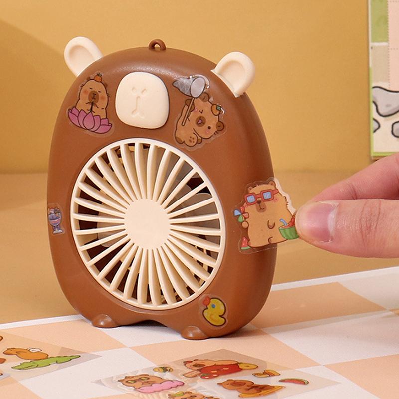 Roztomilá kapybara mini přenosný ventilátor ruční malý ventilátor USB nabíjení 3 rychlosti ruční ventilátor vhodný pro kancelář venkovní cestování kempování