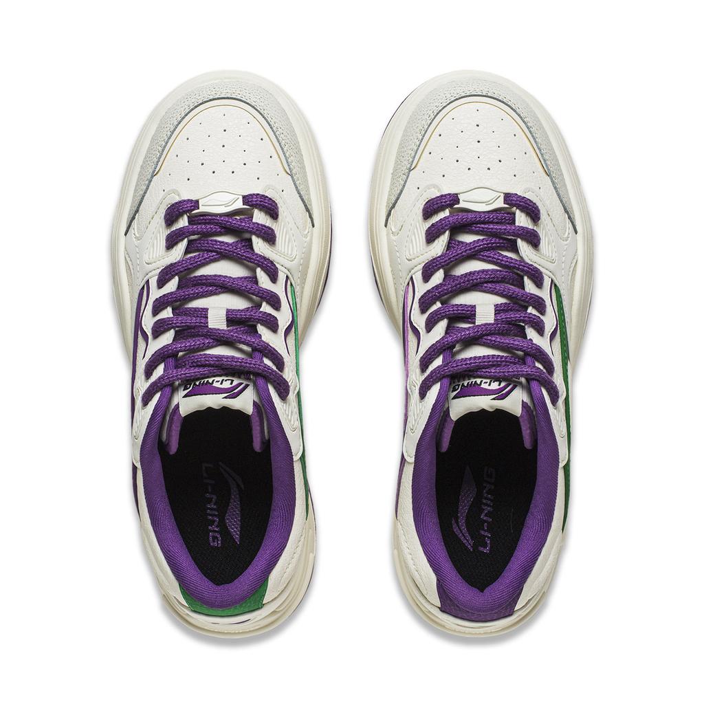 Li Ning Future Flow Versatile Retro Skate Shoes Women Sneakers White Purple Green AGCU016-4