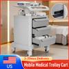 Rolling Mobile Ultrasound Trolley Cart with 3 Drawers 110LBS Load Esthetician Machine Stand for Beauty Salon Hospital Dental New