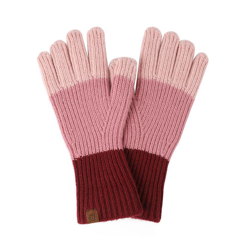Autumn and winter new products, long contrasting colors, gloves, finger-exposed knitted wool gloves, windproof thickened warm gloves