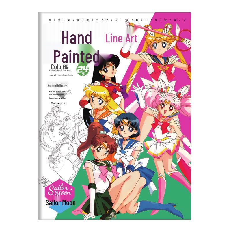 Hand-Drawn Anime Coloring Book: Line Art from One Piece, Naruto, Demon Slayer, Identity V, and Conan