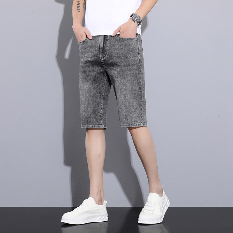 

Новые летние мужские джинсовые укороченные брюки, повседневные шорты, высокая посадка, стрейч, средние брюки 38 серый