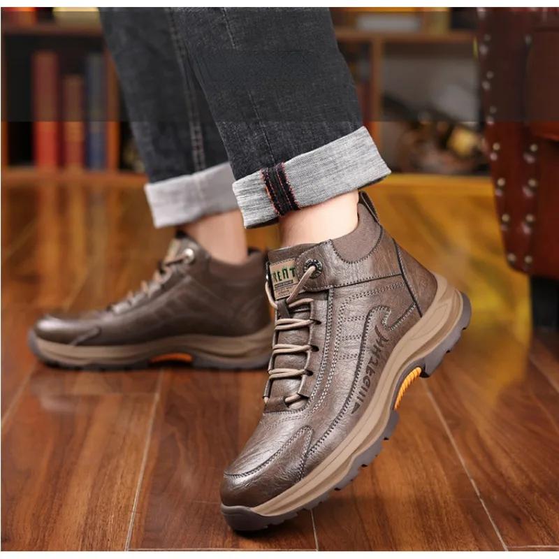 Модные зимние теплые шерстяные ботинки для мужчин — фото 6