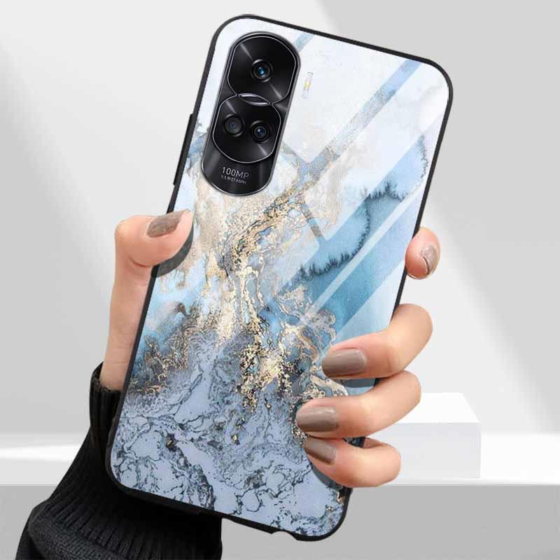 Tempered Glass Hard Cover For Honor 90 Lite 5G Case Lovely Marble Funda Coque For Honor 90 Pro Honor90 90Lite 90Pro Phone Shells