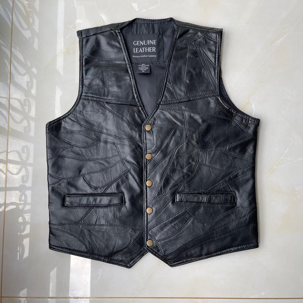 Net version leather vest, men's vest, cycling windproof vest, spliced leather, classic universal model in all seasons