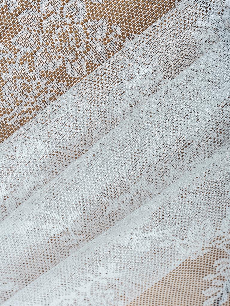 1PC White Romantic Lace Curtain Sheer for Living Room Bedroom Bay Window Rose Floral Design Country Style Window Treatment