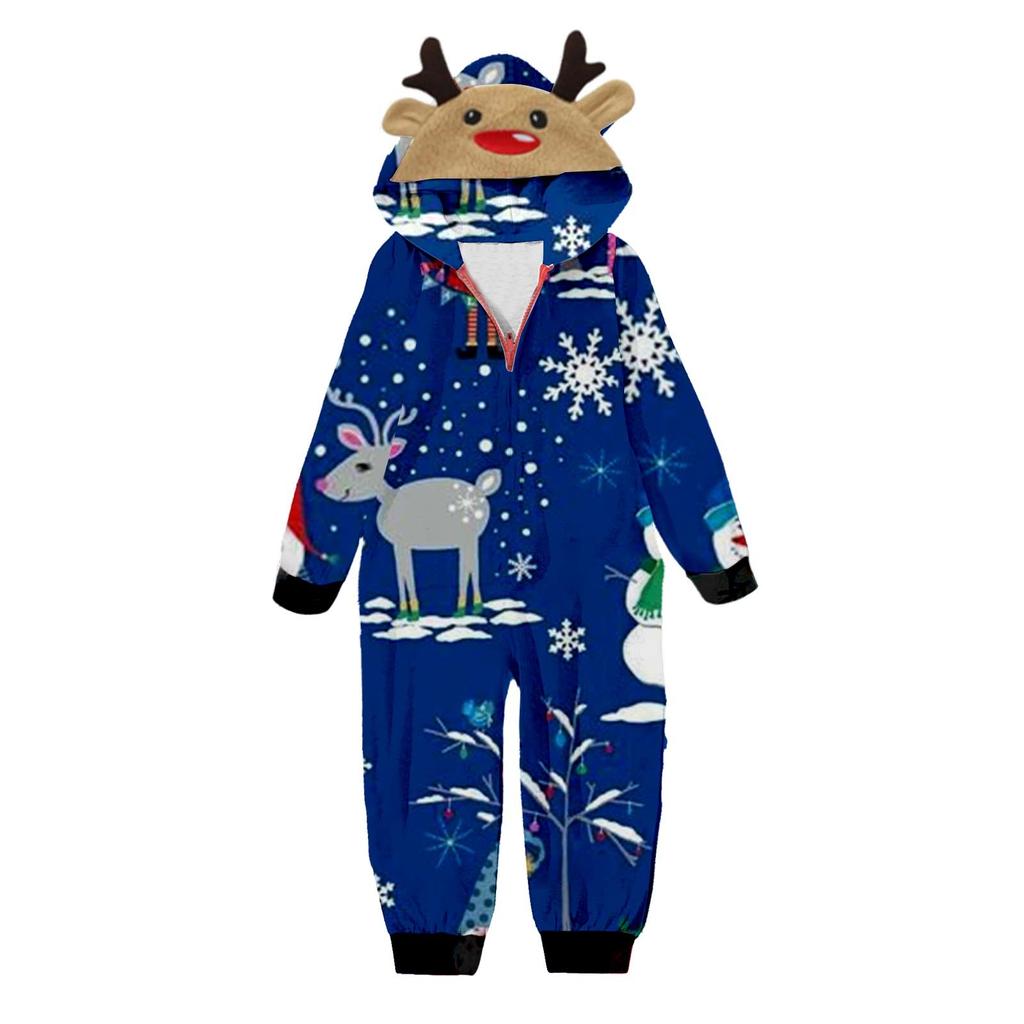 Set de salopete cu mâneci lungi și fermoar, cu glugă, cu imprimeu de Crăciun