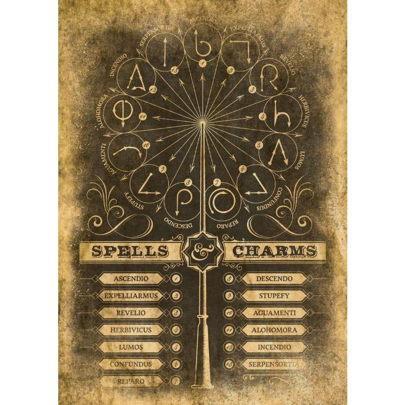 Vintage Wizarding-World Magical Chart Poster Wands Divination Magic School Canvas Painting Wall Art Dark Academy Dorm Home Decor