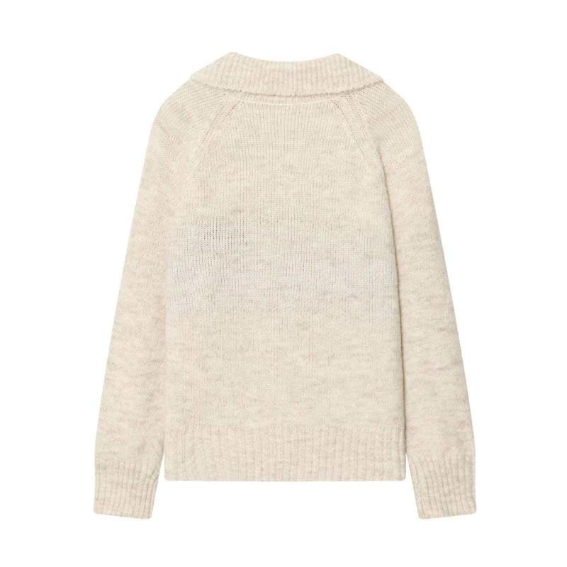 Womens Classic Argyle Collar Knit Sweater Regular Fit Long Sleeve Neutral Tones Office Casual Wear
