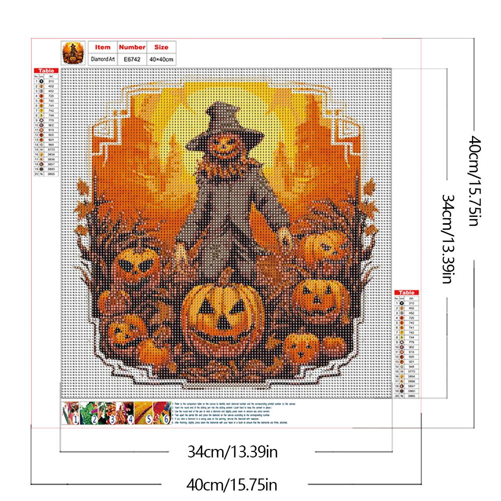 40x40cm Halloween Pumpkin Skull 5D DIY Full Drill Round Diamond Painting Kit