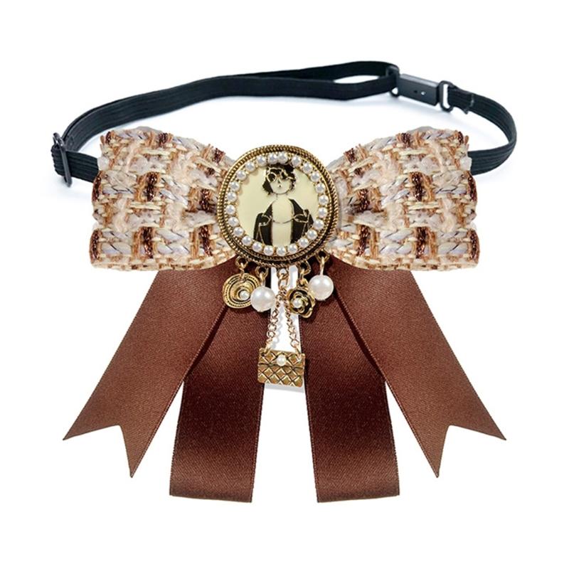 Retro Inspired Alloy Ribbon Brooch Vintage Bowtie With Classical British Design For Winter Fashion Outfits