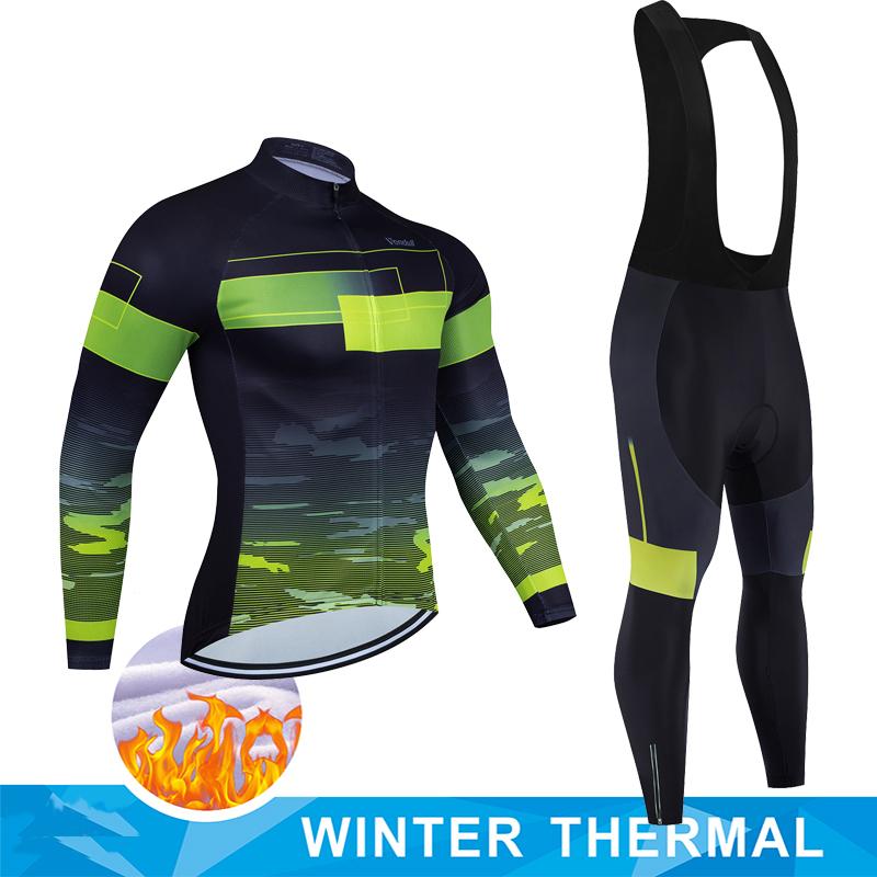 2025  Winter Thermal Fleece Cycling Jersey Set Man's Long Sleeves Cycling Kits Mountain Bike Jersey Road Bike Cycling Suit