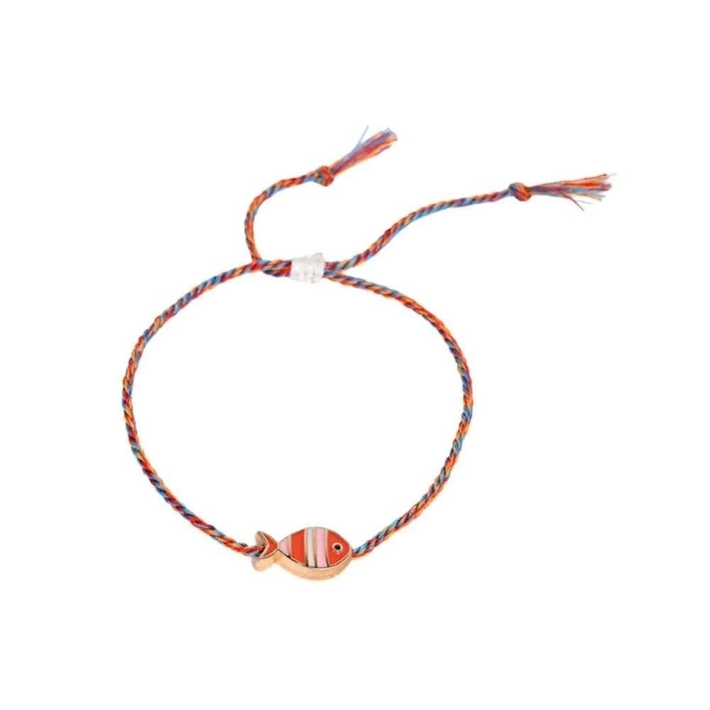 1 pcs Bohemian Print Fish Pendant Bracelet Adjustable Hand-Woven Rope Bracelet  Women Girls