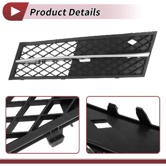 Fog Light Grill Front Lower Bumper Fog Light Cover Inserts for BMW 528i 2011-2013 ABS No.51117200699 Black