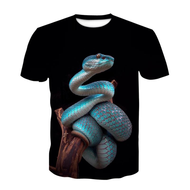 2022 New Snake Pattern Men's T-shirts Men's Animal 3D Short Sleeve Summer Casual Tops Fashion O-Neck Shirts Street Clothing