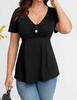 Women's V-neck Short-Sleeve Waist-Cinching T-Shirt - Spring/Summer Fit