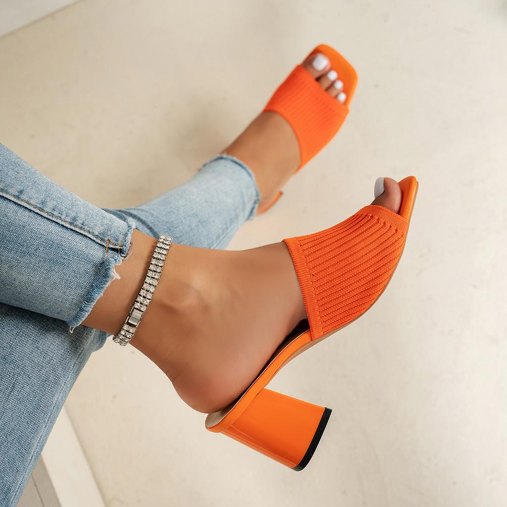 Women Sandals Slippers Luxury Summer Outdoor Casual Women Shoes Open Toe Soft High Heels Slides Black Mules Sandals Size 43