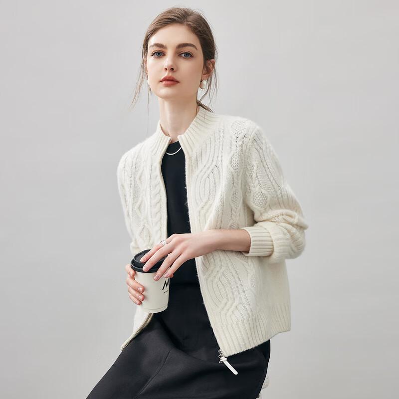 Commond Boca Women's Cable Knit Thick Cashmere Cardigan