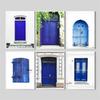 Blue Doors Mediterranean Wall Art Window Posters and Prints Nordic Architecture Wall Pictures for Living Room Decor