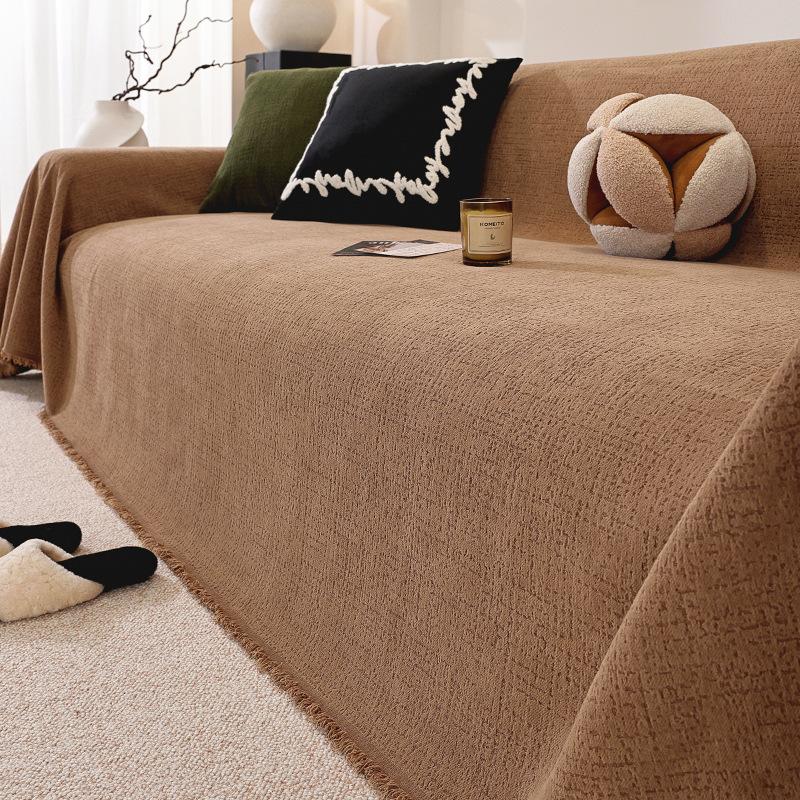 Retro Solid Color Sofa Towel Universal In All Seasons Chenier Non-slip and Anti-cat Scratch All-inclusive Universal Sofa Cover Cloth Cover
