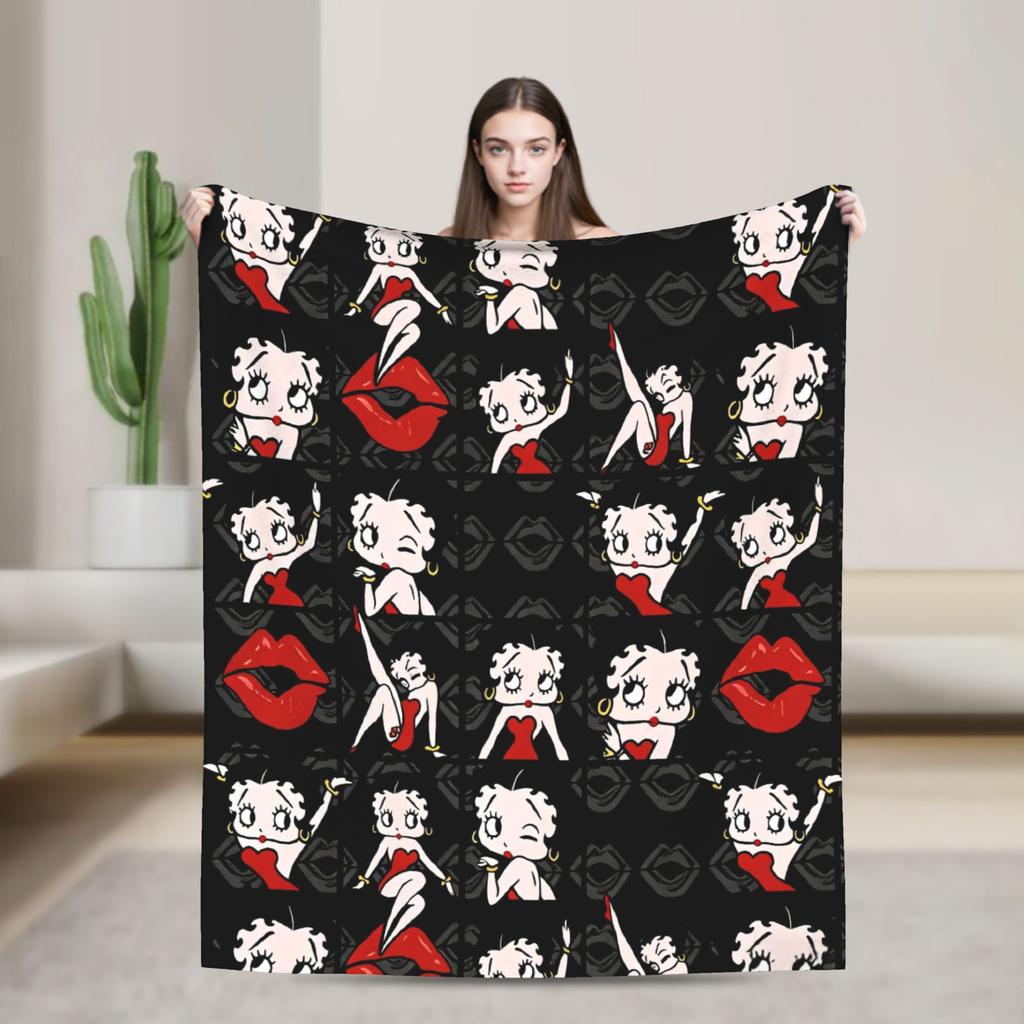 Warm Blanket Camping B-Bettys Boops Throw Blanket  Flannel Bedspread For Living Room Comfortable Sofa Bed Cover