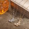 Japan-Korea Zircon Pearl Butterfly Titanium Necklace - Luxury Women's Clavicle Chain Jewelry