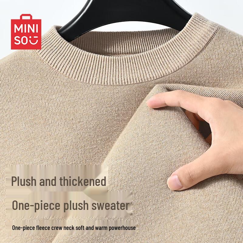 MINISO Men's Fleece-Lined Thermal Knit Sweater