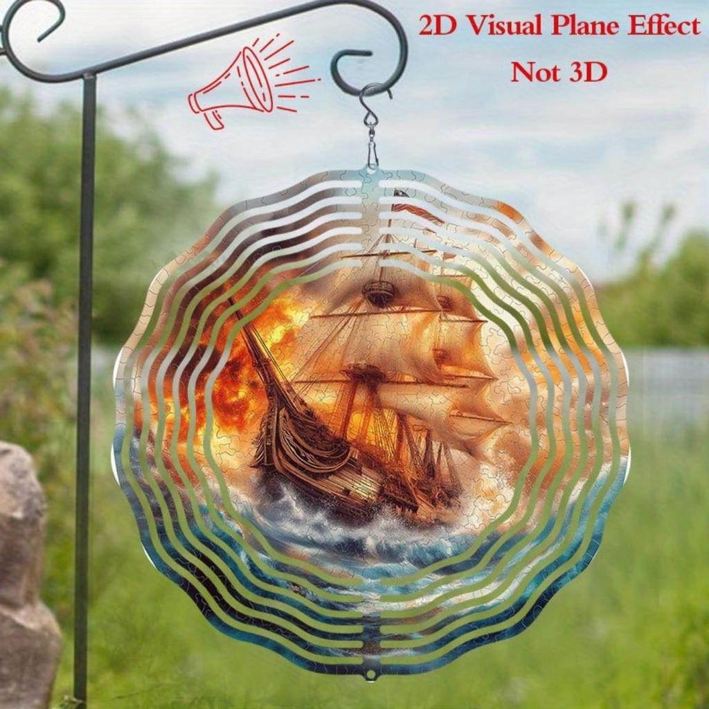 Brennendes Segelboot Windspiel Metall Blasen Design Hängende Dekoration für Innen Außen Garten Terrasse Geschenk für Männer Frauen Herbst Herbst Dekorationen