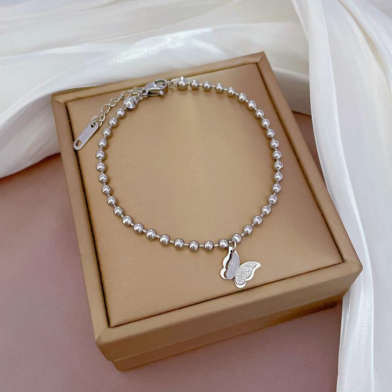 

Dongdaemun Personality Temperament Butterfly Small Fresh Round Bead Bracelet Female Retro Girlfriend