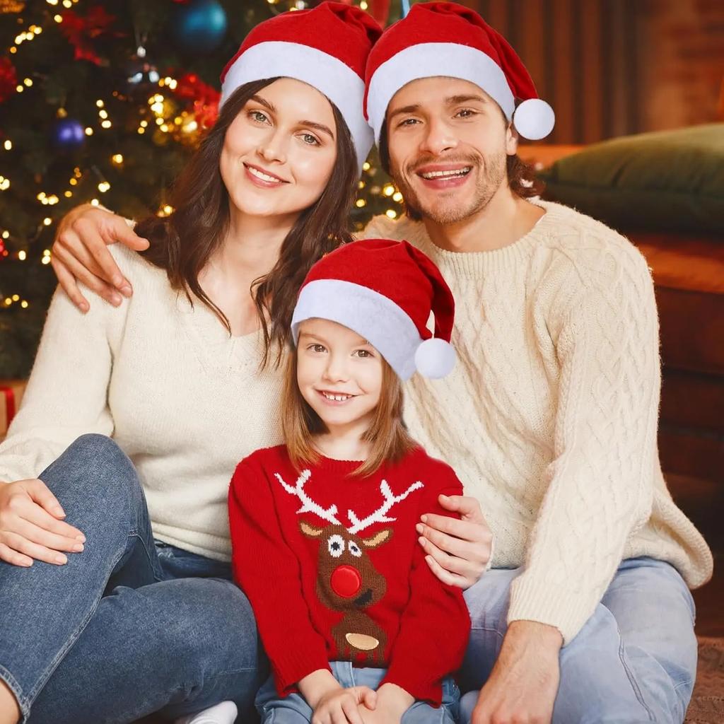 30 STÜCKE Erwachsene Kinder Weihnachtsmützen Vliesstoff Weihnachtsmann Weihnachten Hüte Mütze Frohe Weihnachten Neujahr Party Festival Deko Geschenk
