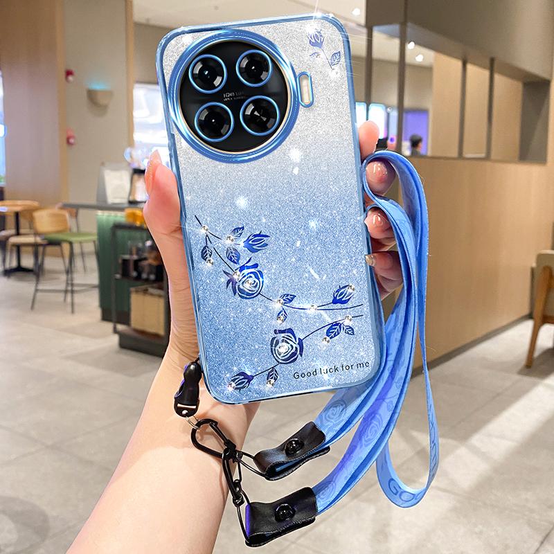 

KADEM Чехол для TECNO Spark 20 Pro+ Цветочный Блестящий Мягкий ТПУ Чехол со Шнурком C