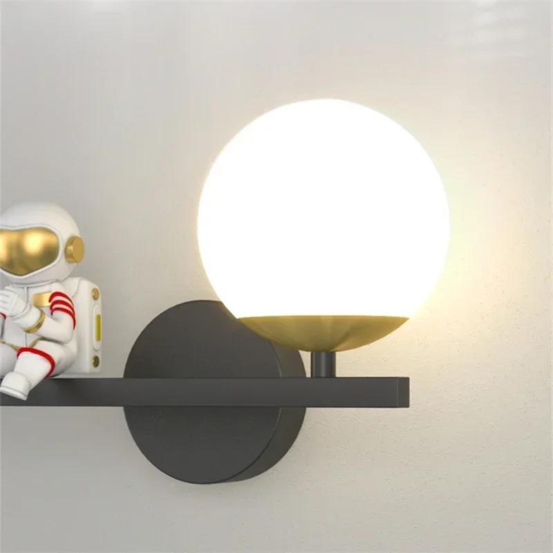 Modern Home Children's Moon Cartoon Background Wall Lighting Minimalist Creative Astronaut Bedroom Bedside Sconce Lamps for Room