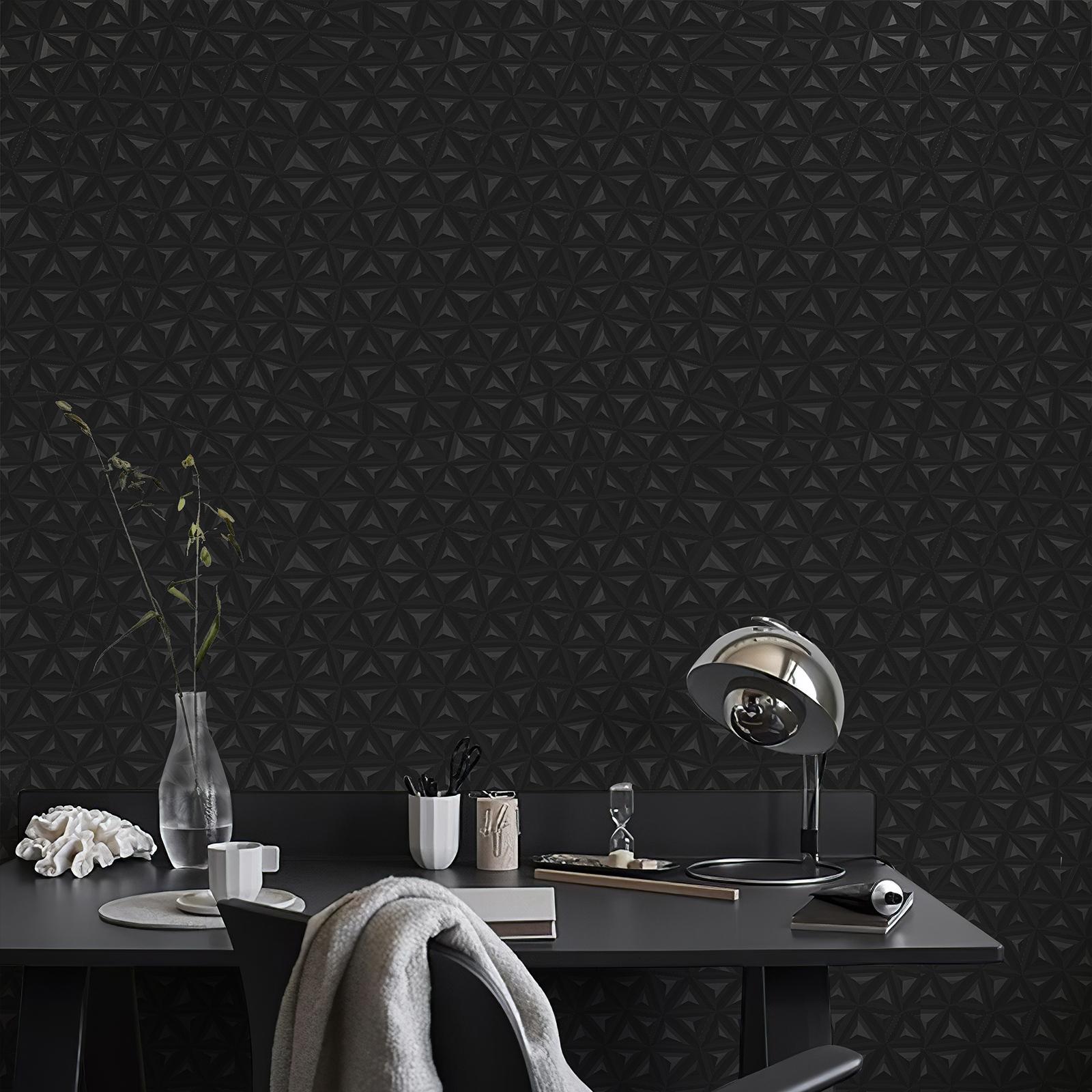 

Retro 3d Hexagram Thickened Wallpaper Peel And Stick Classic Waterproof Wall Decoration Vintage Black Luxury Room Decor 44cmx300cm
